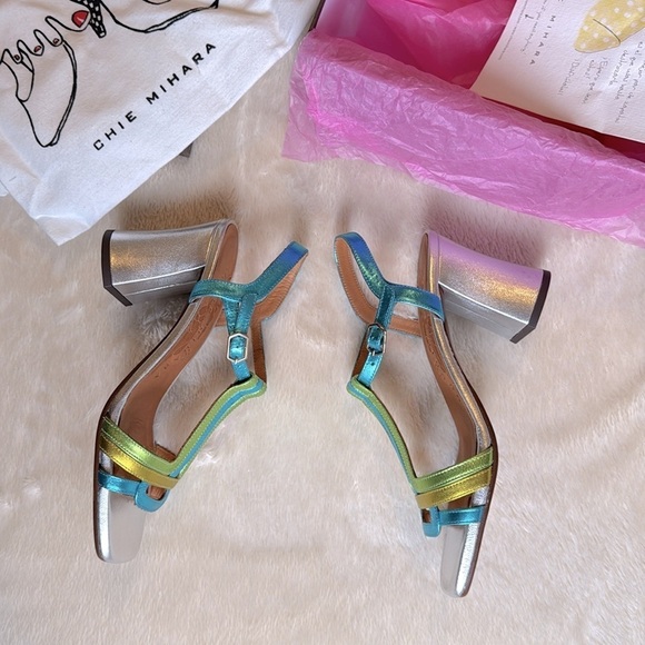 nib Chie Mihara ‘Pinyata Blue’ Metallic Sandal Heels size 8.5 - Picture 5 of 9